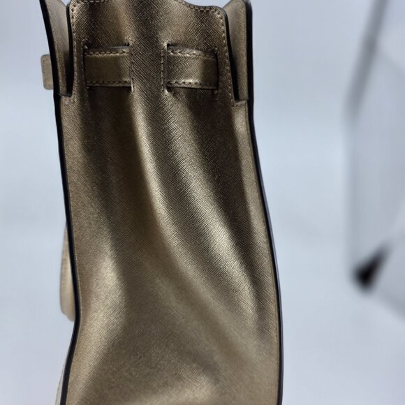 Michael Kors Dillon Large Satchel Champagne Gold Saffiano Leather - Picture 4 of 16